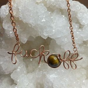 Handmade wire wrapped wording crystal necklace ✨